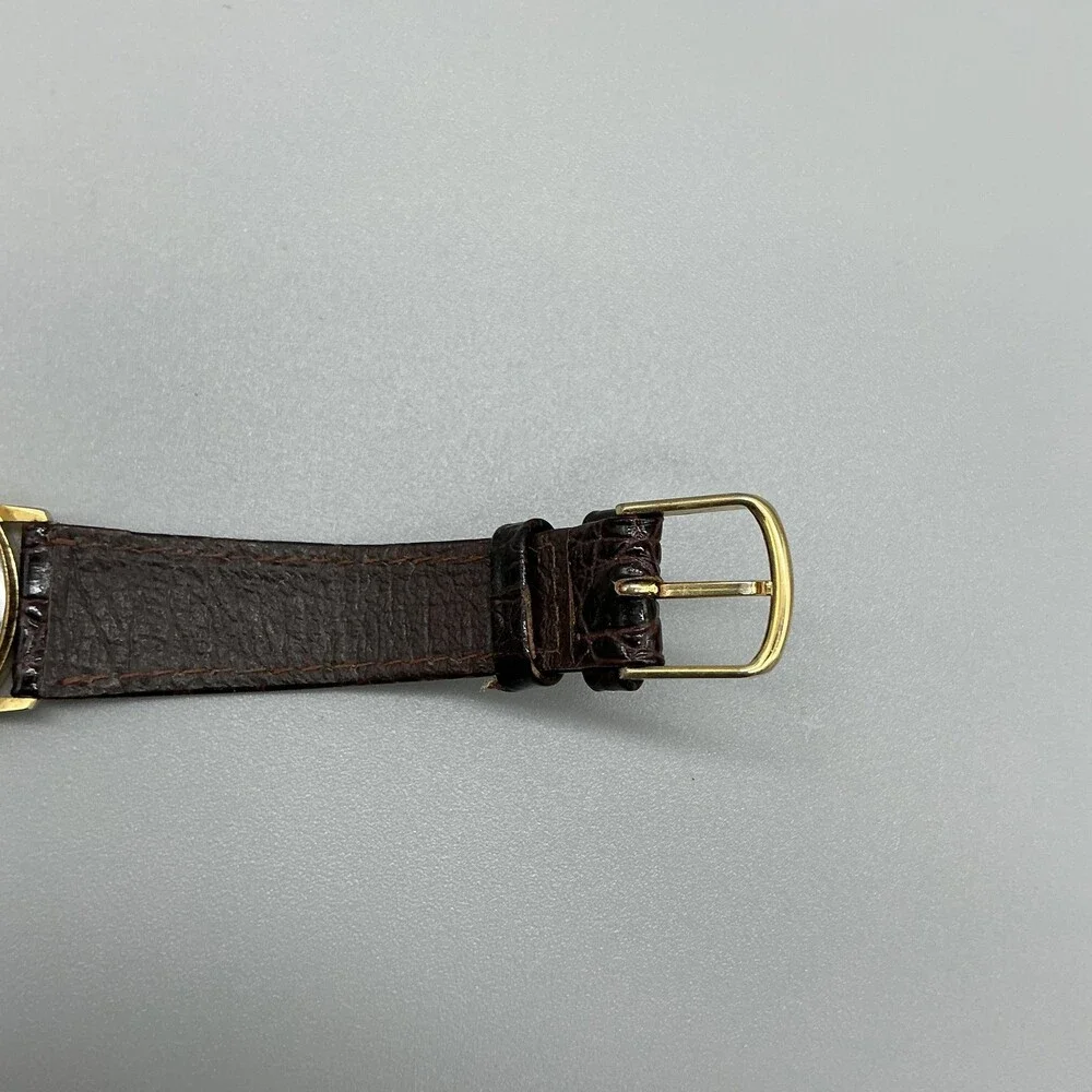 Vtg Tyson's Feed & Hatchery Mens Watch 32mm Gold Tone Logo Leather New Battery